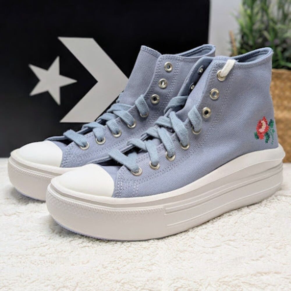 Converse Chuck Taylor All Star Move Platform Cross Stitch Rose High Tops W10 NIB
